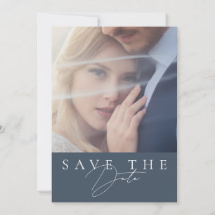 Save The Date Mariage photo minimal Royal Blue Opulence Script