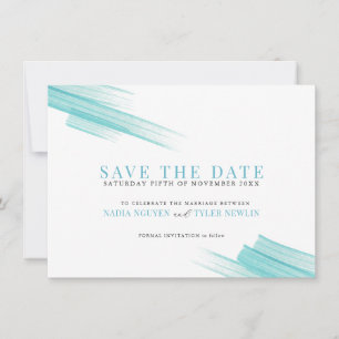 Save The Date Mariage photo minimaliste à l'encre aqua