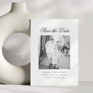 Save The Date Mariage photo minimaliste blanc élégant