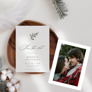 Save The Date Mariage photo minimaliste de la branche de pin hiv