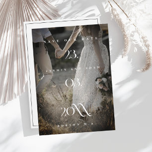 Save The Date Mariage photo minimaliste élégant noir et blanc