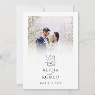 Save The Date Mariage photo minimaliste moderne blanc 