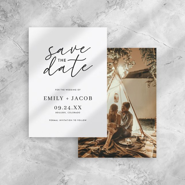 Save The Date Mariage photo minimaliste moderne noir et blanc (Créateur téléchargé)