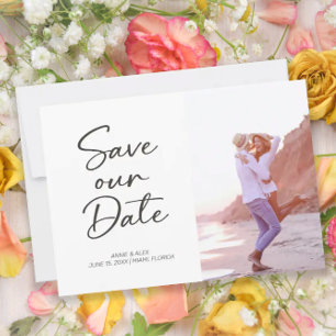 Save The Date Mariage photo Modern Brush Script 2