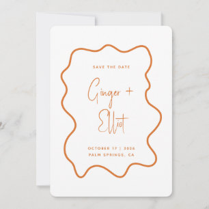 Save The Date Mariage photo moderne Bold Wavy Frame Burnt Orange