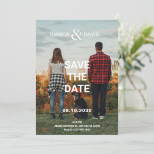Save The Date Mariage photo moderne couple et animal