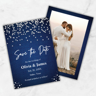 Save The Date Mariage photo moderne élégant Denim et Diamonds