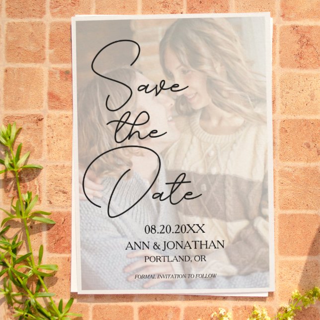 Save The Date Mariage photo moderne Elegant Faux Vellum (Créateur téléchargé)