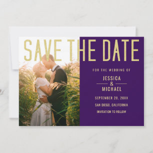Save The Date Mariage photo moderne Elegant Simple Purple