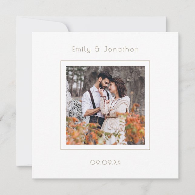Save The Date Mariage photo moderne Gold Ecriture Enregistrer la (Devant)