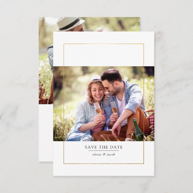 Save The Date Mariage photo moderne Gold Foil (Devant / Derrière)