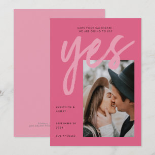 Save The Date Mariage photo moderne Gras Rose Gros Script