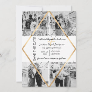 Save The Date Mariage photo moderne mignonne citation or blanc c