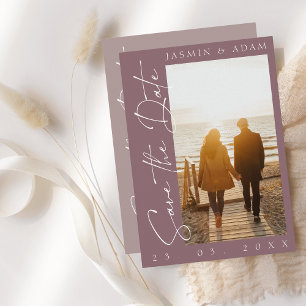 Save The Date Mariage photo moderne Plum Purple Script