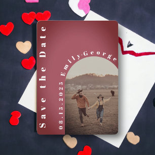 Save The Date Mariage photo moderne romantique Couple Bourgogne 