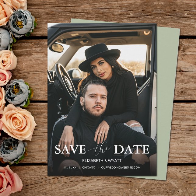 Save The Date Mariage photo moderne Sage (Créateur téléchargé)