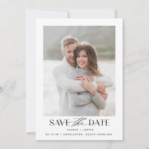 Save The Date Mariage photo moderne simple noir et blanc