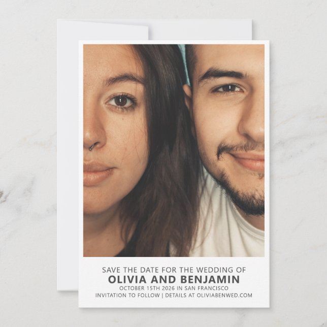 Save The Date Mariage photo moderne tendance Bold Typographie (Devant)