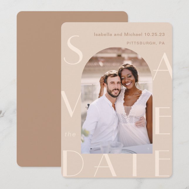 Save The Date Mariage photo neutre (Devant / Derrière)