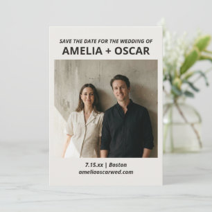 Save The Date Mariage Photo Noir Blanc Gras Typographie Moderne