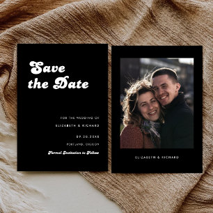 Save The Date Mariage Photo Noir & Blanc Rétro Élégant