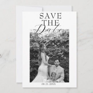 Save The Date Mariage Photo Noir Et Blanc Ancien Argent Style Él