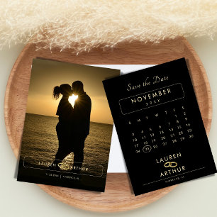 Save The Date Mariage photo noir moderne chic minimaliste