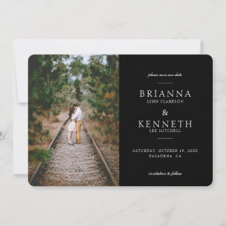 Save The Date Mariage photo noir moderne simple élégant