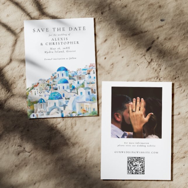 Save The Date Mariage photo Paysage méditerranéen bleu (Créateur téléchargé)