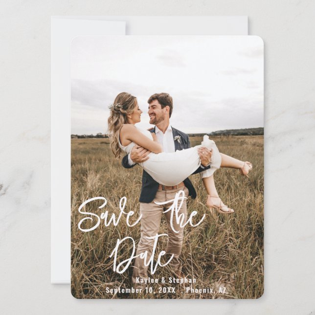 Save The Date Mariage photo personnalisé de script personnalisé  (Devant)