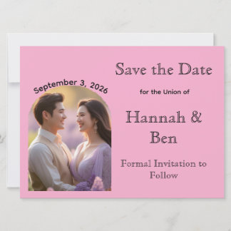 Save The Date Mariage photo personnalisé rose personnalisé Enreg