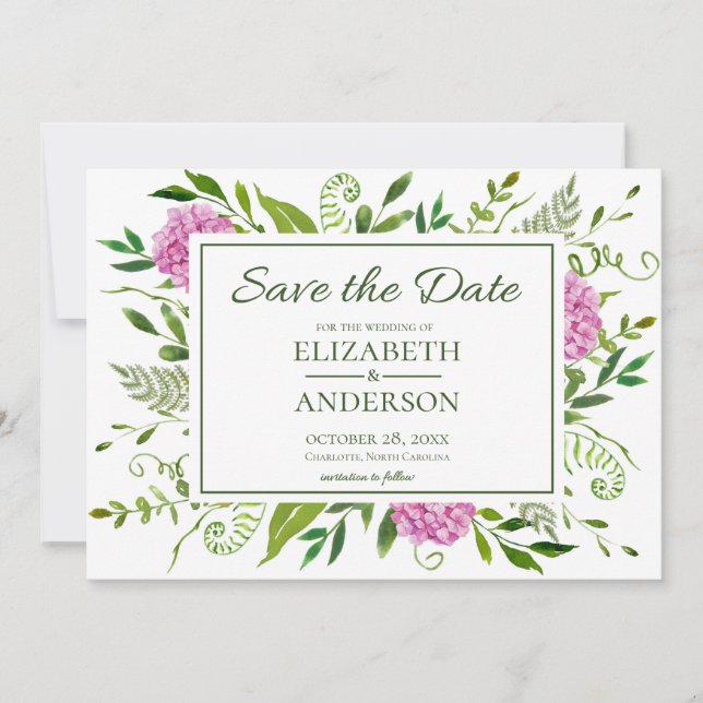 Save The Date Mariage photo Pink Hydrangea (Devant)