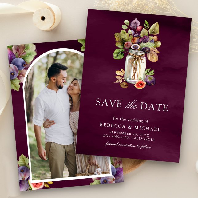 Save The Date Mariage photo Plum Purple Fig Mason Jar (Créateur téléchargé)