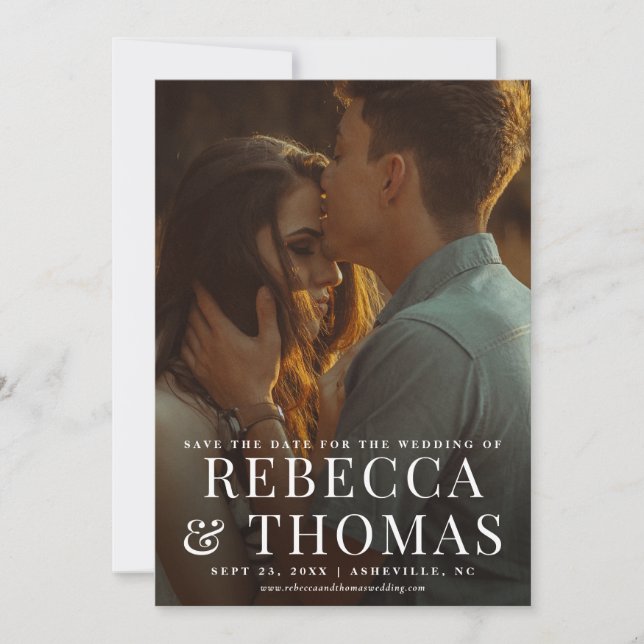 Save The Date Mariage photo portrait moderne enregistrer la date (Devant)