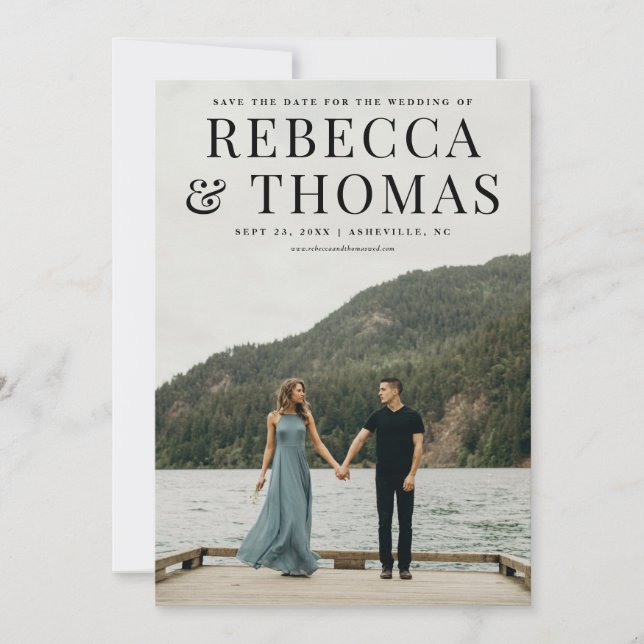 Save The Date Mariage photo portrait moderne enregistrer la date (Devant)