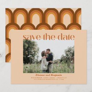 Save The Date Mariage photo Retro les années 70 géométrique en t