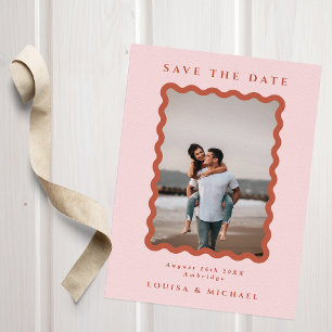 Save The Date Mariage photo Retro Wavy Frame