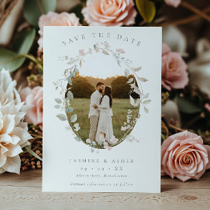 Save The Date Mariage photo Romantic Blush Floral Wreath