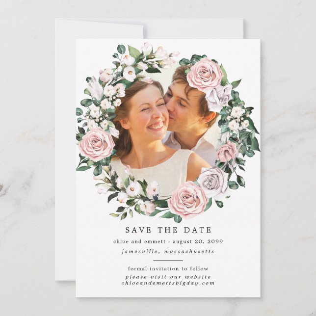 Save The Date Mariage photo Rustique Boho Botanique (Devant)