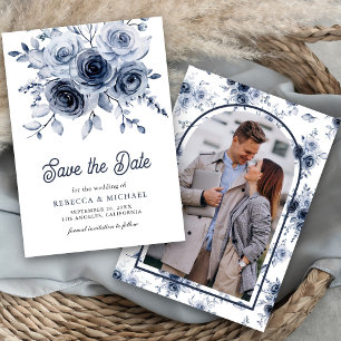 Save The Date Mariage photo Rustique Dusty Blue Floral