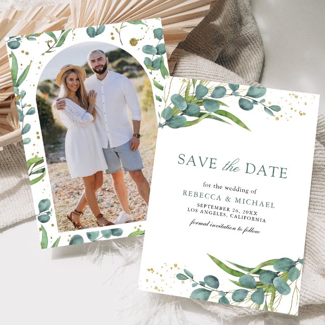 Save The Date Mariage photo Rustique Eucalyptus (Créateur téléchargé)