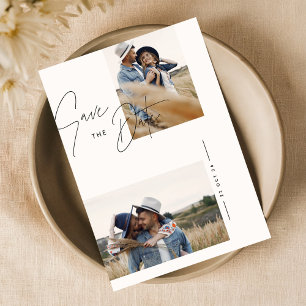 Save The Date Mariage photo rustique noir et blanc moderne