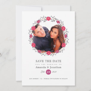 Save The Date Mariage photo safari floral