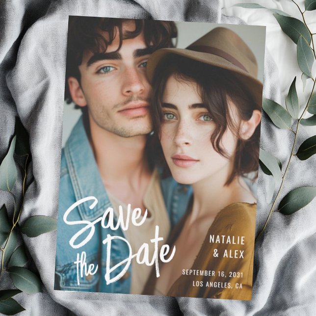 Save The Date Mariage photo Sage Brush moderne (Créateur téléchargé)