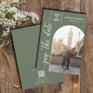 Save The Date Mariage photo Sage Green QR Code