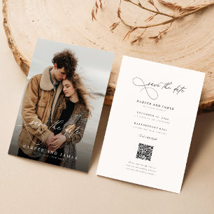 Save The Date Mariage Photo Script Minimaliste Moderne