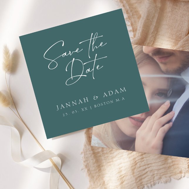 Save The Date Mariage Photo Script Vert Émeraude (Créateur téléchargé)