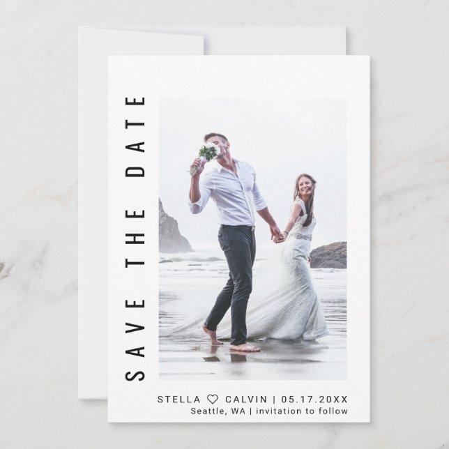 Save The Date Mariage photo simple et moderne (Devant)