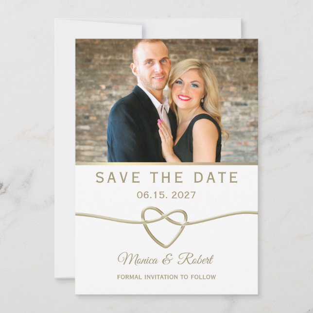 Save The Date Mariage photo simple Gold (Devant)