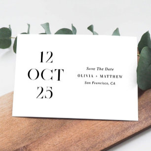 Save The Date Mariage Photo Simple Minimaliste Noir & Blanc